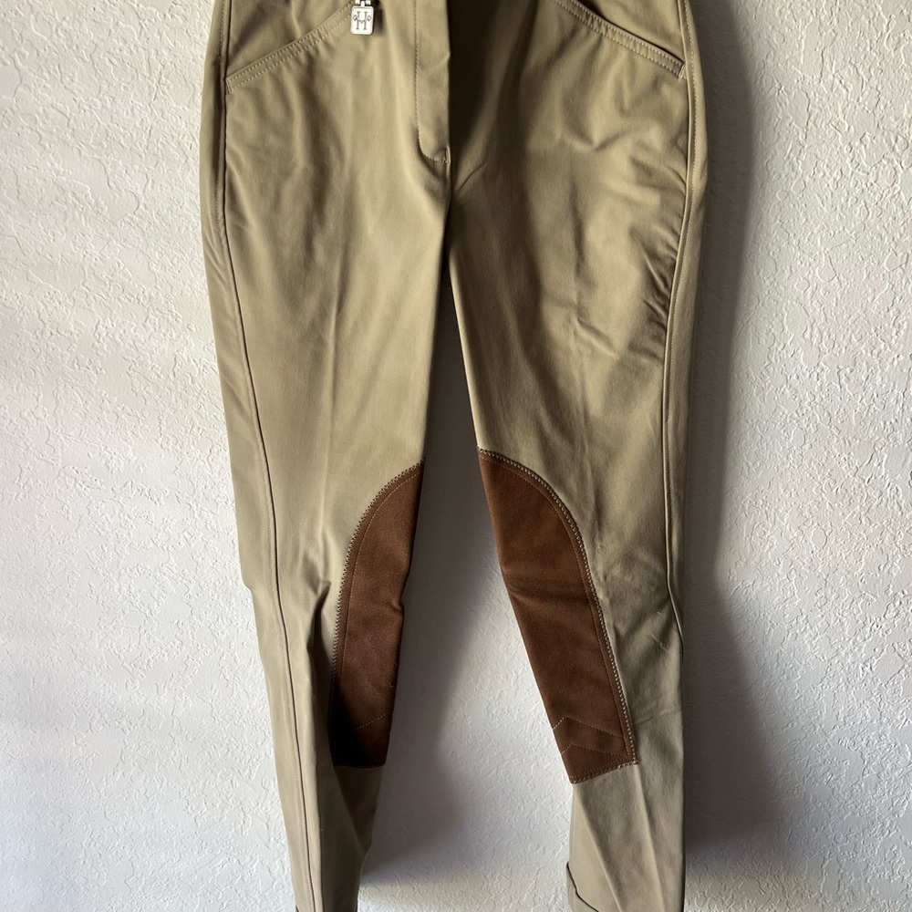 Tan Riding Pants with Brown Suede